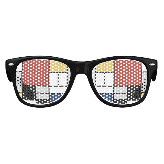 Mondriaan schilderend rood vlak Geel zwart Geel Bl Kinder Zonnebril (Voorkant)