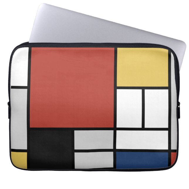 Mondriaan schilderend rood vlak Geel zwart Geel Bl Laptop Sleeve (Voorkant)