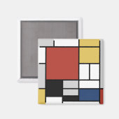 Mondriaan schilderend rood vlak Geel zwart Geel Bl Magneet (Voorkant / Achterkant)