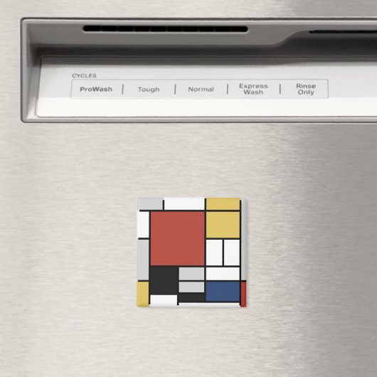 Mondriaan schilderend rood vlak Geel zwart Geel Bl Magneet (Insitu (Vaatwasser))
