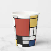 Mondriaan schilderend rood vlak Geel zwart Geel Bl Papieren Bekers (Achterkant)