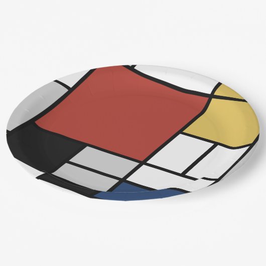 Mondriaan schilderend rood vlak Geel zwart Geel Bl Papieren Bordje (Gekanteld)