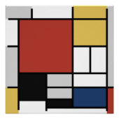 Mondriaan schilderend rood vlak Geel zwart Geel Bl Perfect Poster (Voorkant)