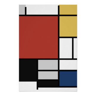 Mondriaan schilderend rood vlak Geel zwart Geel Bl Perfect Poster