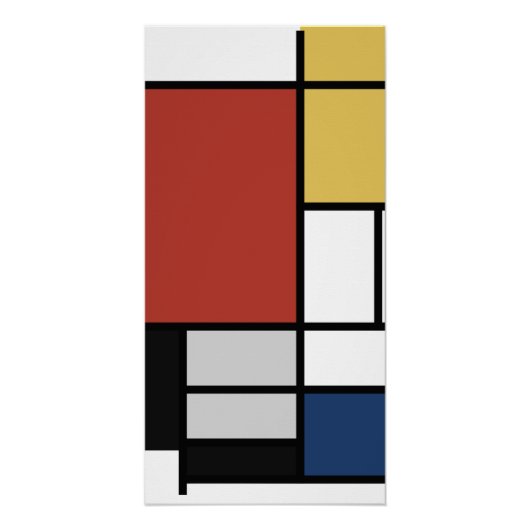 Mondriaan schilderend rood vlak Geel zwart Geel Bl Perfect Poster (Voorkant)
