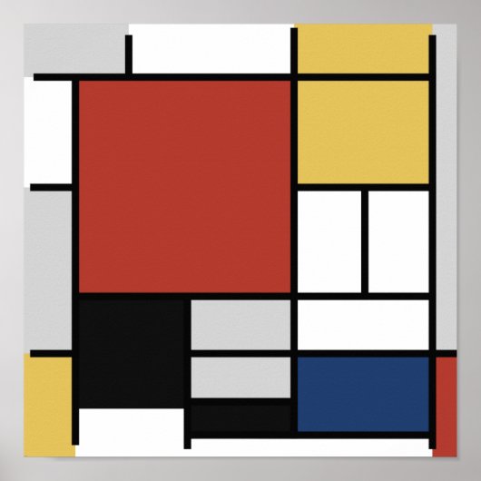 Mondriaan schilderend rood vlak Geel zwart Geel Bl Poster (Voorkant)