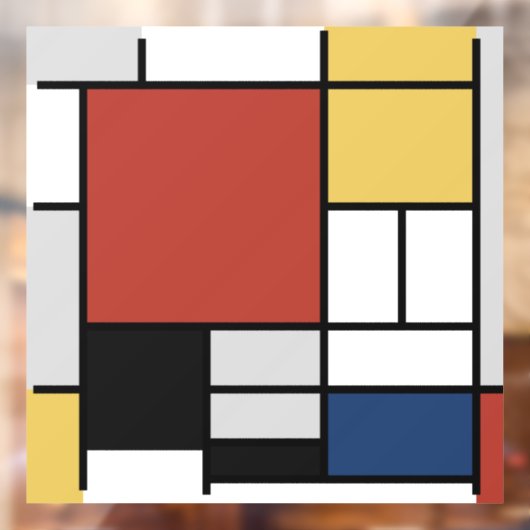Mondriaan schilderend rood vlak Geel zwart Geel Bl Raamsticker (Vel 2)