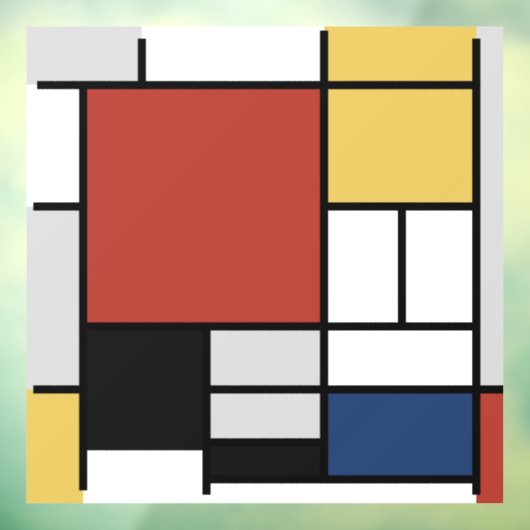 Mondriaan schilderend rood vlak Geel zwart Geel Bl Raamsticker (Vel 3)