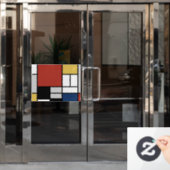 Mondriaan schilderend rood vlak Geel zwart Geel Bl Raamsticker (Kantoordeur)