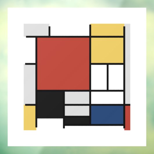 Mondriaan schilderend rood vlak Geel zwart Geel Bl Raamsticker (Vel 3)