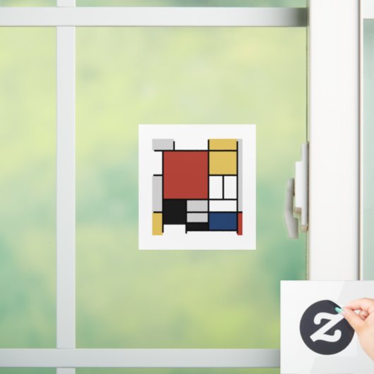 Mondriaan schilderend rood vlak Geel zwart Geel Bl Raamsticker (Huis)