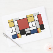 Mondriaan schilderend rood vlak Geel zwart Geel Bl Rechthoekige Sticker (Envelop)