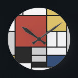 Mondriaan schilderend rood vlak Geel zwart Geel Bl Ronde Klok<br><div class="desc">De samenstelling met Large Red Plane, Yellow, Black, Grey en Blue Piet Mondrian begon de definitieve abstracte schilderijen te creëer in de jaren 20 waarvoor hij het meest bekend staat. Hij hield zijn palet beperkt tot wit, zwart en grijs naast de drie primaire kleuren, rood, geel en blauw. Zijn samenstellingen...</div>