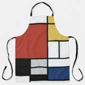 Mondriaan schilderend rood vlak Geel zwart Geel Bl Schort (Voorkant)