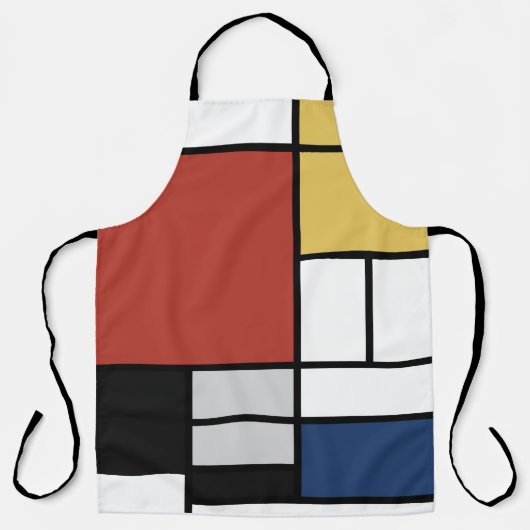 Mondriaan schilderend rood vlak Geel zwart Geel Bl Schort (Voorkant)