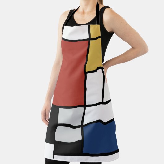 Mondriaan schilderend rood vlak Geel zwart Geel Bl Schort (Insitu)