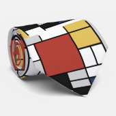 Mondriaan schilderend rood vlak Geel zwart Geel Bl Stropdas (Opgerold)