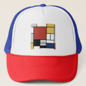 Mondriaan schilderend rood vlak Geel zwart Geel Bl Trucker Pet (Voorkant)