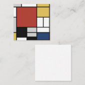 Mondriaan schilderend rood vlak Geel zwart Geel Bl Vierkante Visitekaartje (Voorkant / Achterkant)