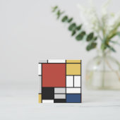 Mondriaan schilderend rood vlak Geel zwart Geel Bl Vierkante Visitekaartje (Staand voorkant)