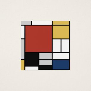Mondriaan schilderend rood vlak Geel zwart Geel Bl Vierkante Visitekaartjes