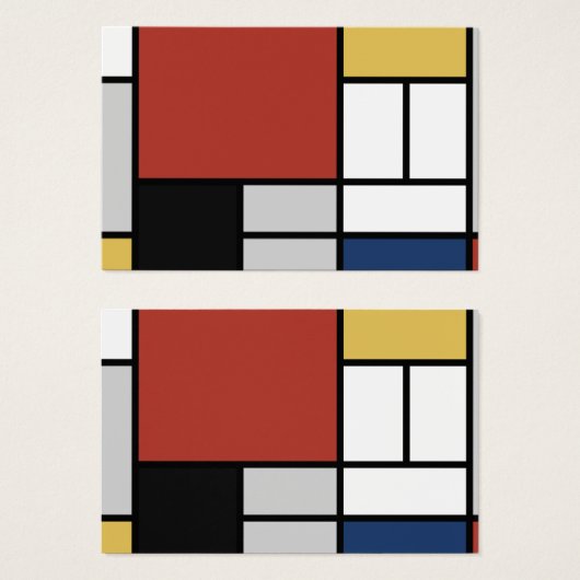 Mondriaan schilderend rood vlak Geel zwart Geel Bl Visitekaartje (Voorkant /achterkant)