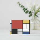 Mondriaan schilderend rood vlak Geel zwart Geel Bl Visitekaartje (Staand voorkant)