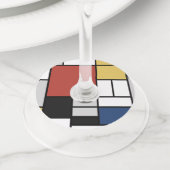 Mondriaan schilderend rood vlak Geel zwart Geel Bl Wijnglaslabel (Dichtbij)