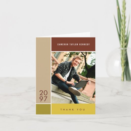 Mondriaan Simple Color Blocks Afstuderen Foto Bedankkaart (Voorkant)