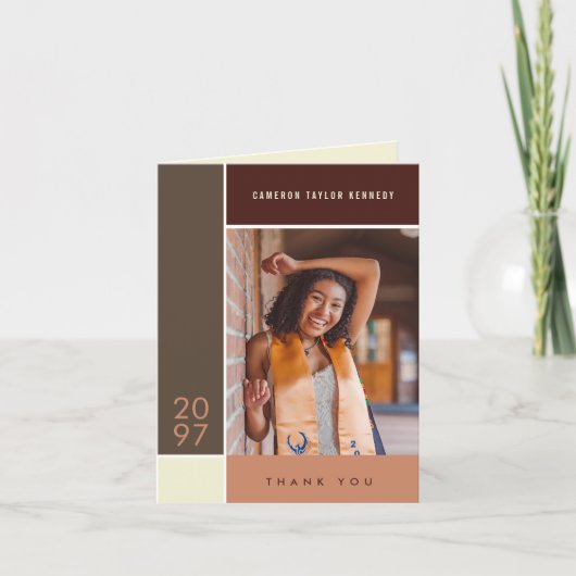 Mondriaan Simple Color Blocks Afstuderen Foto Bedankkaart (Voorkant)