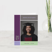 Mondriaan Simple Color Blocks Afstuderen Foto Bedankkaart (Voorkant)