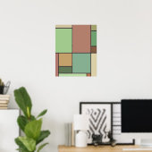 Mondriaan stijl Abstracte geometrische kunst Earth Poster (Thuiskantoor)