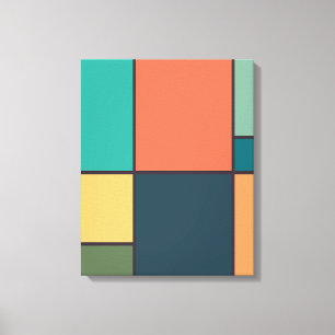 Mondriaan stijl Abstracte geometrische kunst retro Canvas Afdruk
