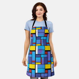 Mondriaan stijl kunst, Mondriaan golf kleuren Schort