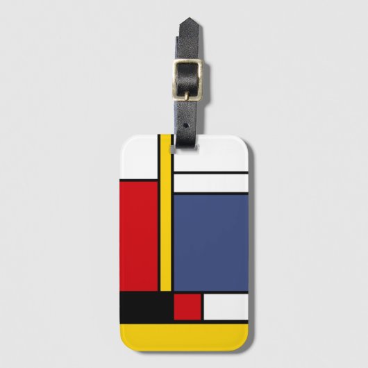 Mondriaan Stijl Modern Abstract Kunstontwerp Bagagelabel (Voorkant (verticaal))