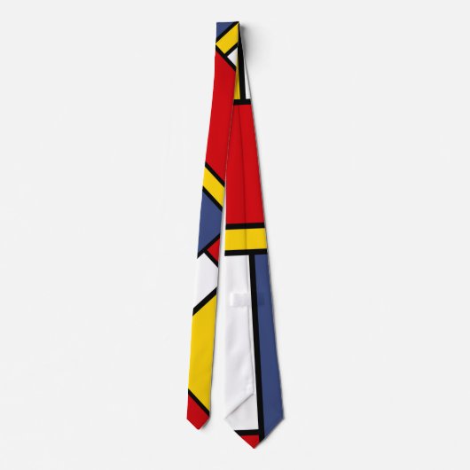 Mondriaan Stijl Modern Abstract Kunstontwerp Stropdas (Achterkant)