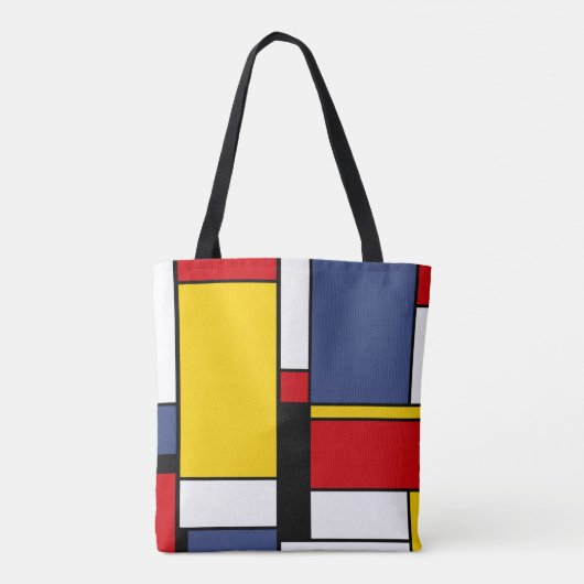 Mondriaan Stijl Modern Abstract Kunstontwerp Tote Bag (Achterkant)