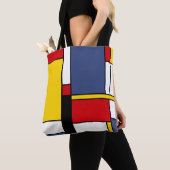 Mondriaan Stijl Modern Abstract Kunstontwerp Tote Bag (Dichtbij)