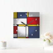Mondriaan Stijl Modern Abstract Kunstontwerp Vierkante Klok (Huis)