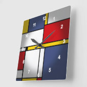 Mondriaan Stijl Modern Abstract Kunstontwerp Vierkante Klok (Hoek)