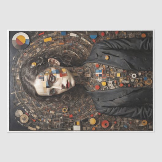 Mondriaan stijl moderne vrouw Tissue Paper Tissuepapier (Voorkant)