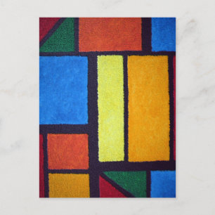 Mondriaan Stijl Oranje Groen Blauw Fuzzy Abstract Briefkaart