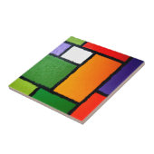 Mondriaan Stijl Oranje Groen Blauw Fuzzy Abstract Tegeltje (Zijkant)