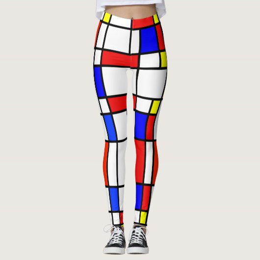 Mondriaan Stijlnieuwe Kunst Leggings (Voorkant)