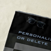 Mondriaan Style Abstract Modern Pattern Black Navy Strandlaken (In situ)