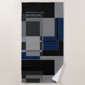 Mondriaan Style Abstract Modern Pattern Black Navy Strandlaken (Voorkant)