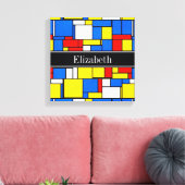 Mondriaan Style Red Blue Yellow Black Monogram Canvas Afdruk (Insitu (Woonkamer))