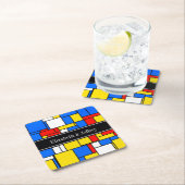 Mondriaan Style Red Blue Yellow Black Monogram Kartonnen Onderzetters (Insitu)