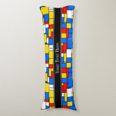 Mondriaan Style Red Blue Yellow Black Monogram Lichaamskussen (Voorkant Verticaal)