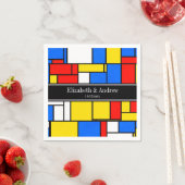 Mondriaan Style Red Blue Yellow Black Monogram Servet (Insitu)